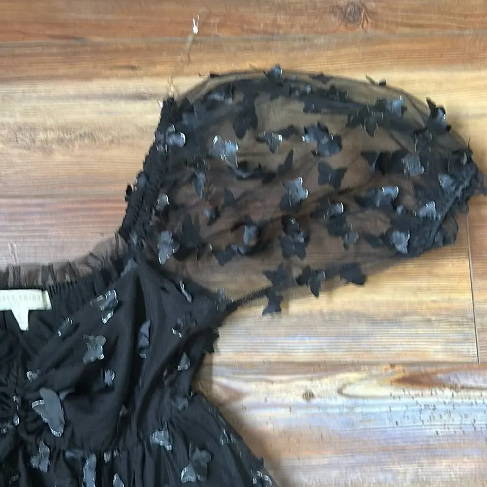 Thirty Thirty LA 3D Butterfly Babydoll Dress, Black S Mini Dress - Picture 5 of 9